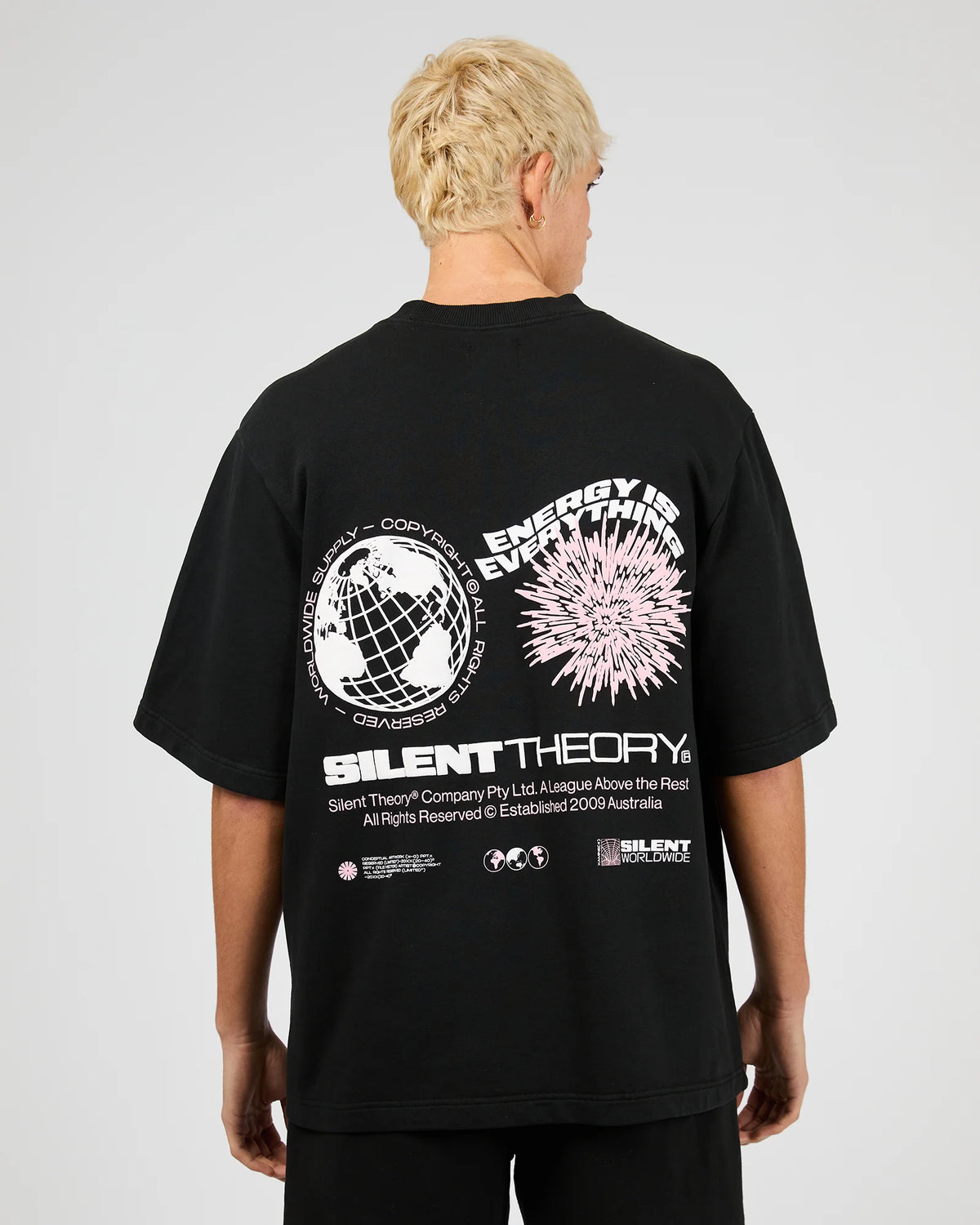 ENERGY FLEECE TEE - Washed Black