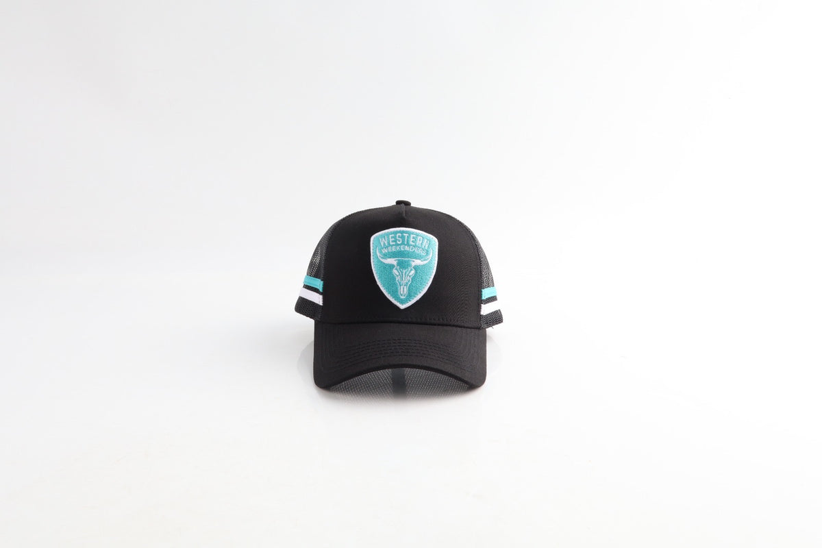 YOUTH WW Badge Logo Trucker Black Teal
