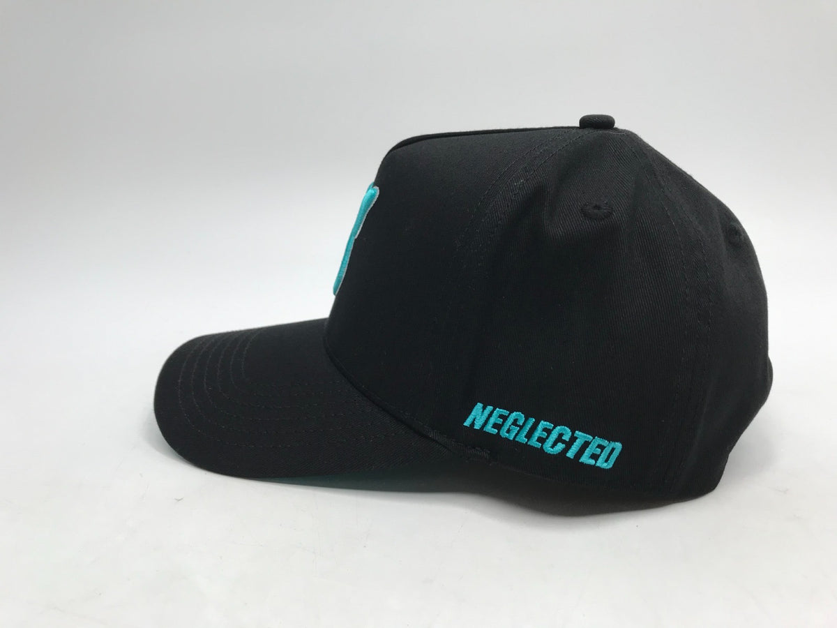 NS Aframe Black Teal Outlined Snapback