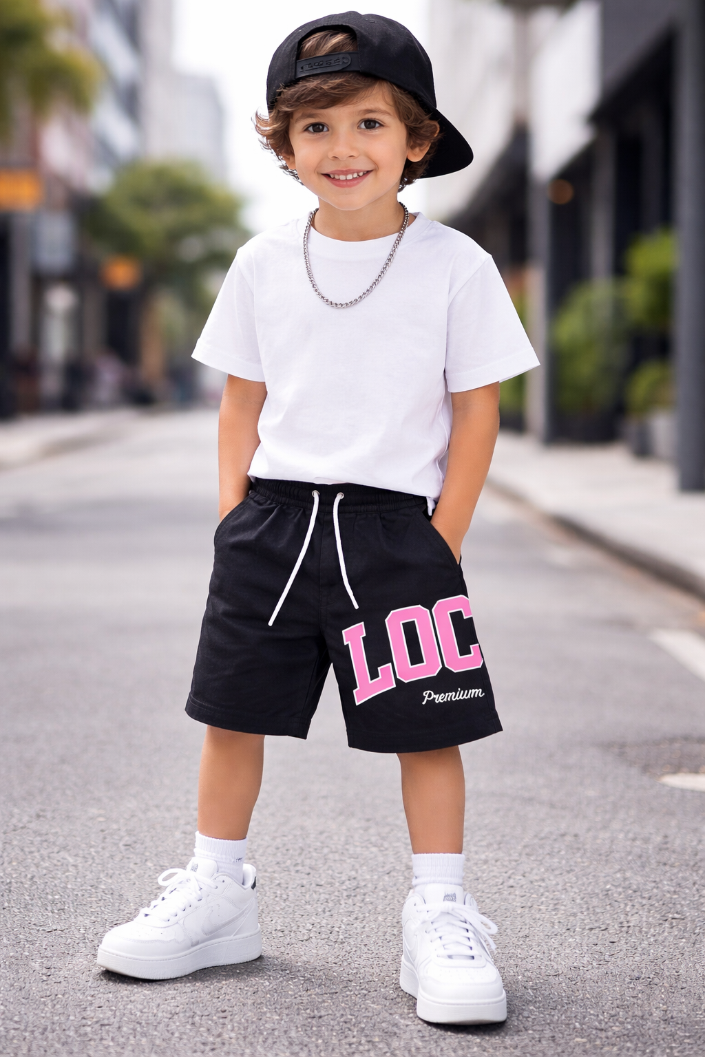 Kids Local Premium Goods Shorts - Black Pink