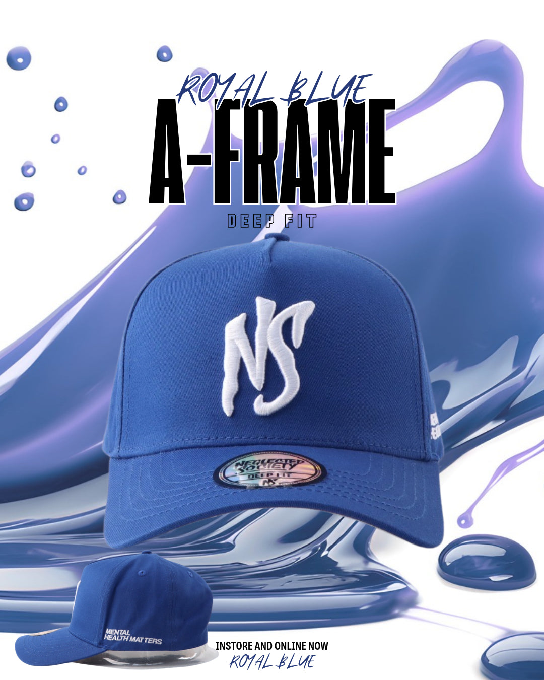NS Aframe Royal Blue White Deep Fit Snapback MHM