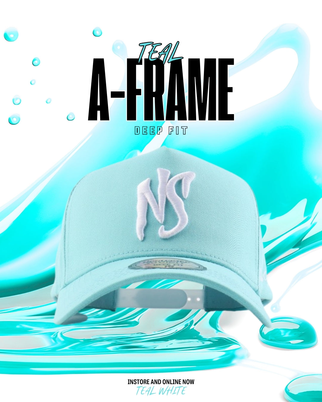 NS Aframe Teal White Snapback