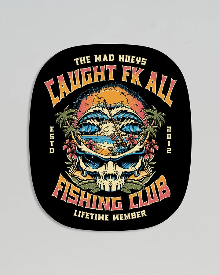 CAUGHT FK ALL SKULL STICKER