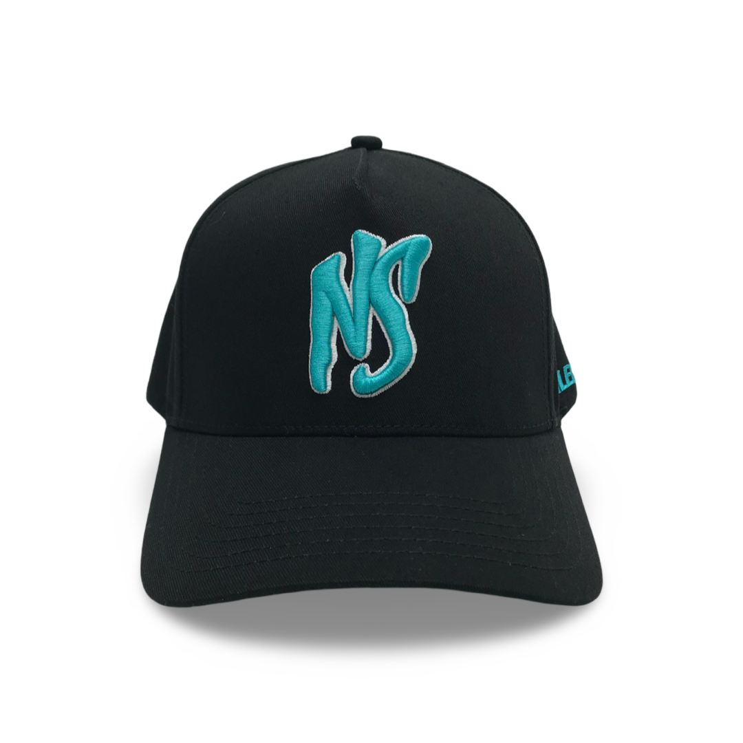 NS Aframe Black Teal Outlined Snapback
