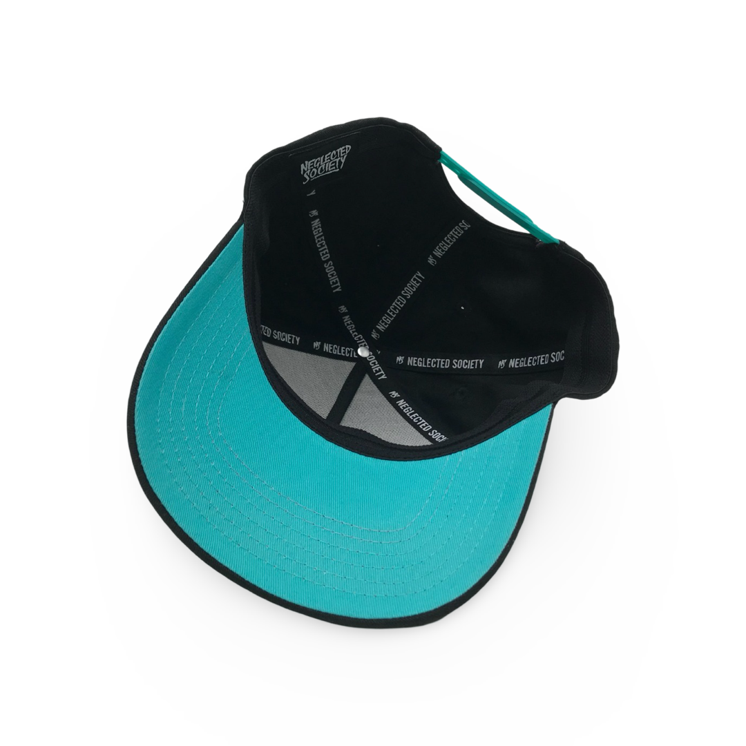 NS Aframe Black Teal Outlined Snapback