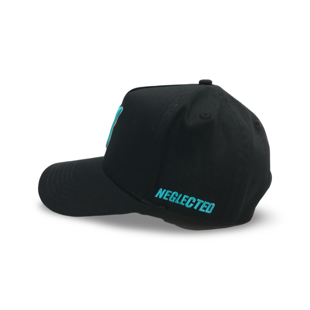 NS Aframe Black Teal Outlined Snapback