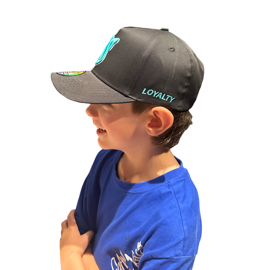 NS Aframe Black Teal  Outlined Youth Fit Snapback