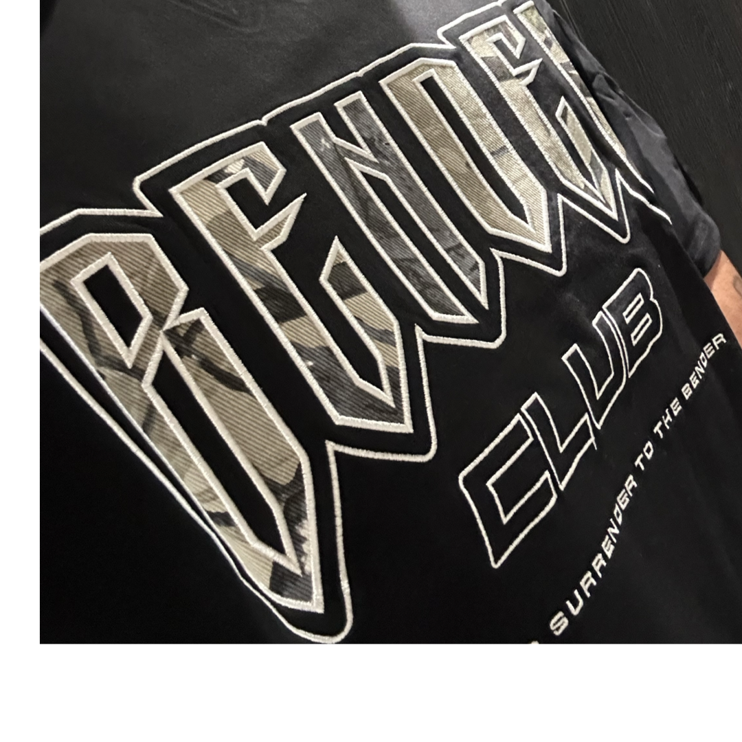 The Never Surrender Tee - Black With Camo Patch