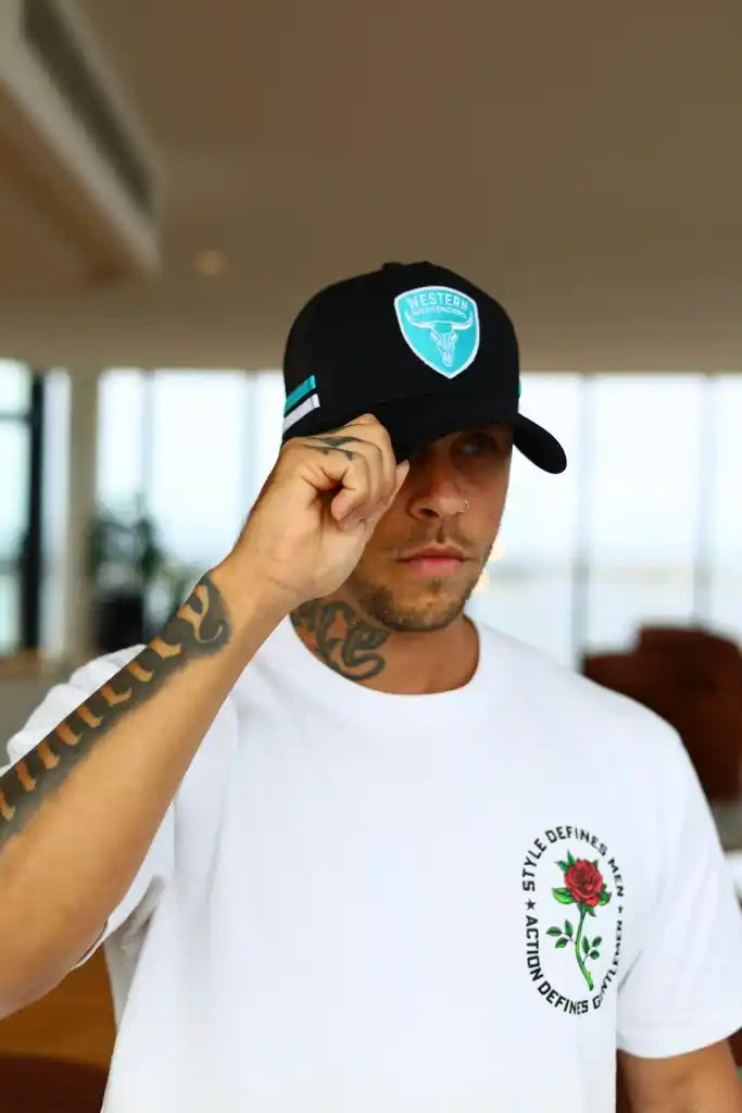 WW Badge Logo Trucker Black Teal