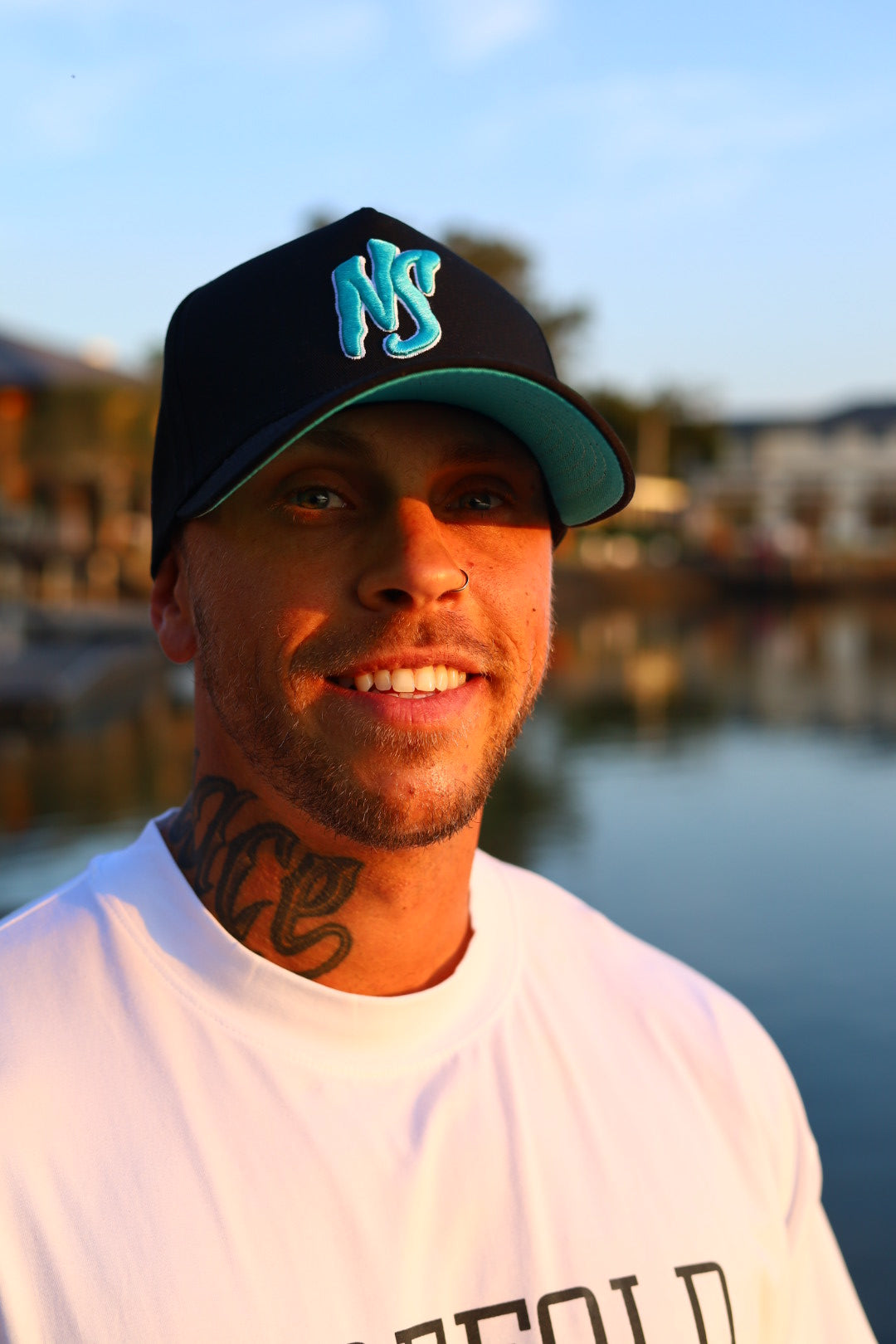 NS Aframe Black Teal Outlined Snapback