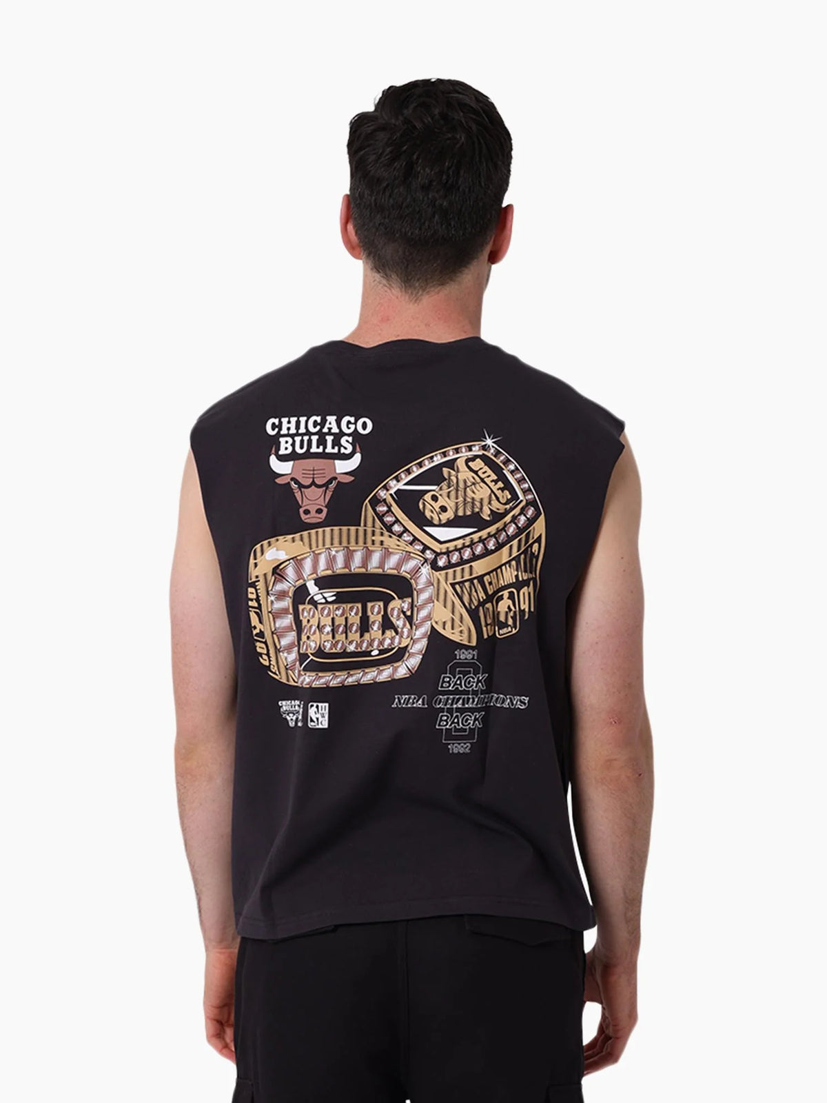 BACK 2 BACK MUSCLE TEE BULLS - WASHED BLACK