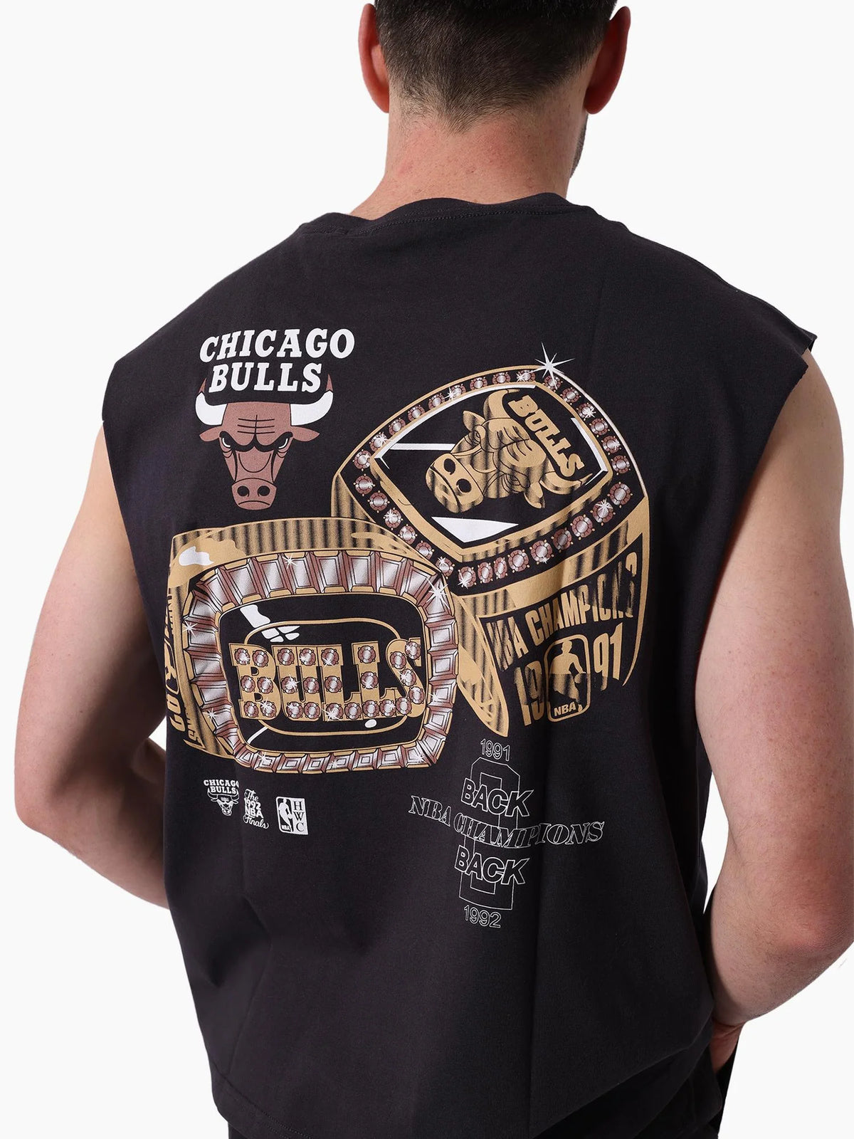 BACK 2 BACK MUSCLE TEE BULLS - WASHED BLACK