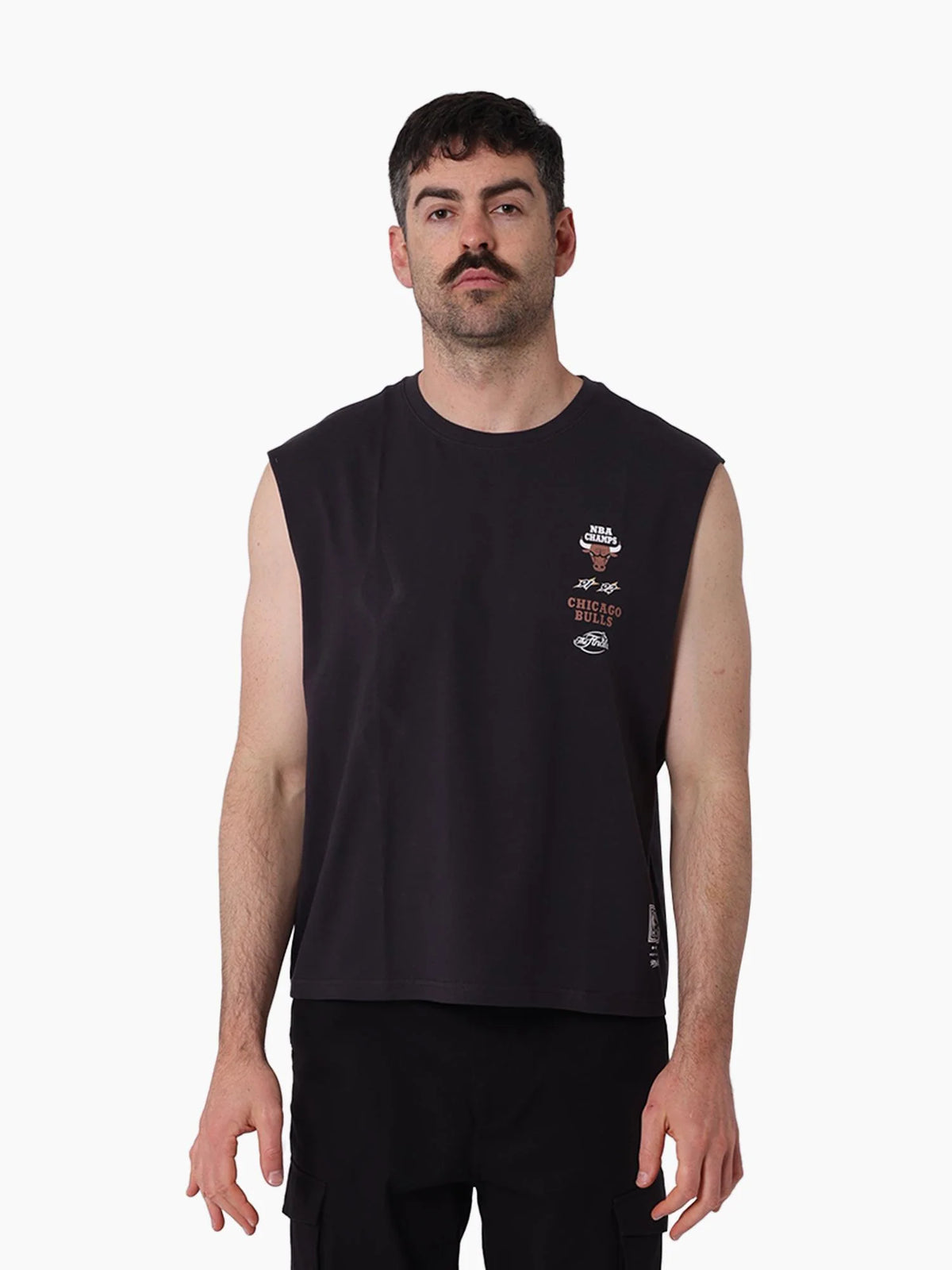 BACK 2 BACK MUSCLE TEE BULLS - WASHED BLACK