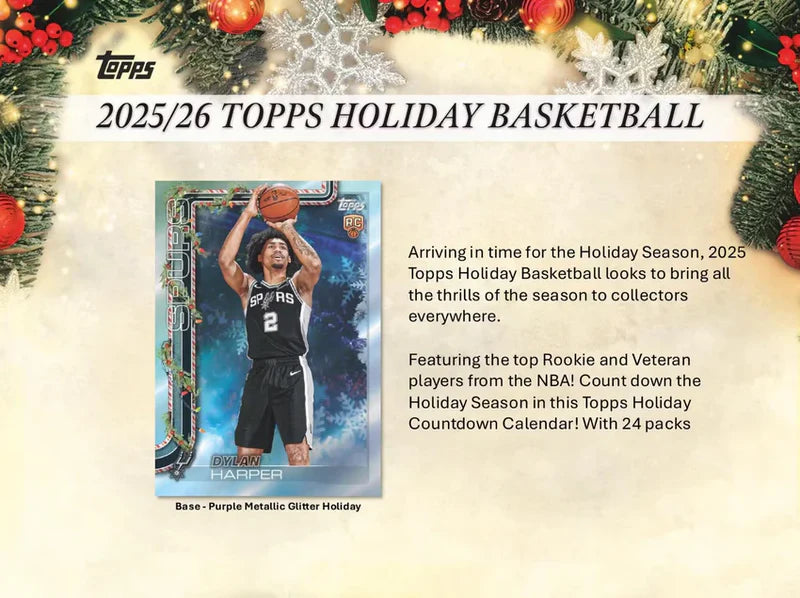 2025/26 Topps NBA Holiday Basketball Trading Card Advent Calendar Box Sealed (24 packs)
