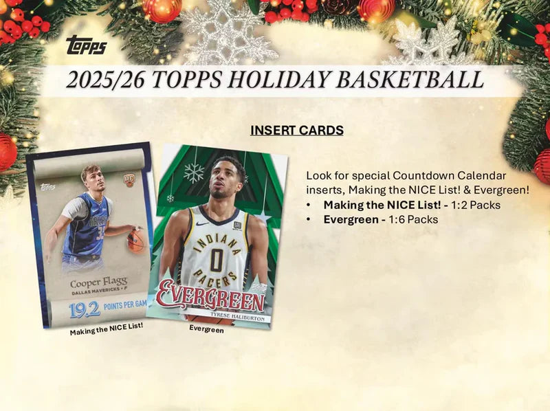 2025/26 Topps NBA Holiday Basketball Trading Card Advent Calendar Box Sealed (24 packs)