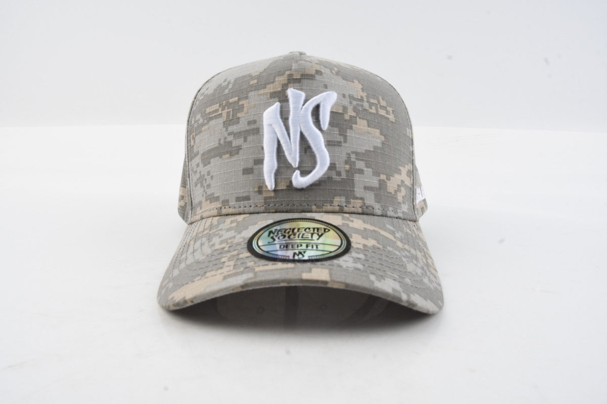 NS Aframe Digital Camo Grey White Snapback