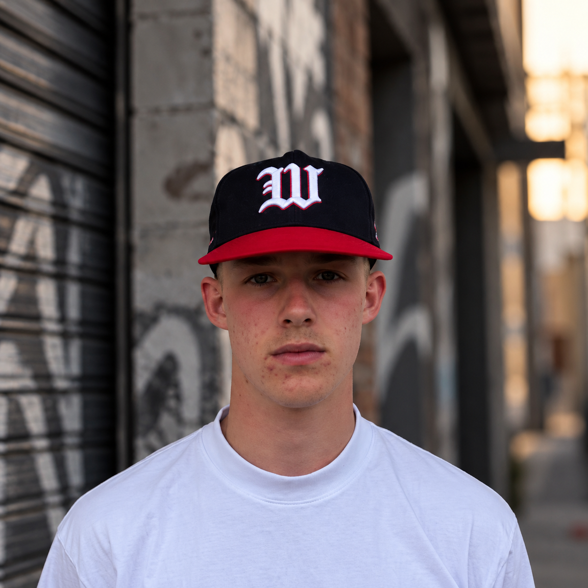 WELLMADE Heritage W Short Brim Strapback Navy Red