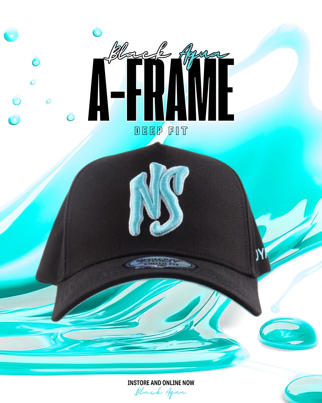 NS Aframe Black Aqua Snapback