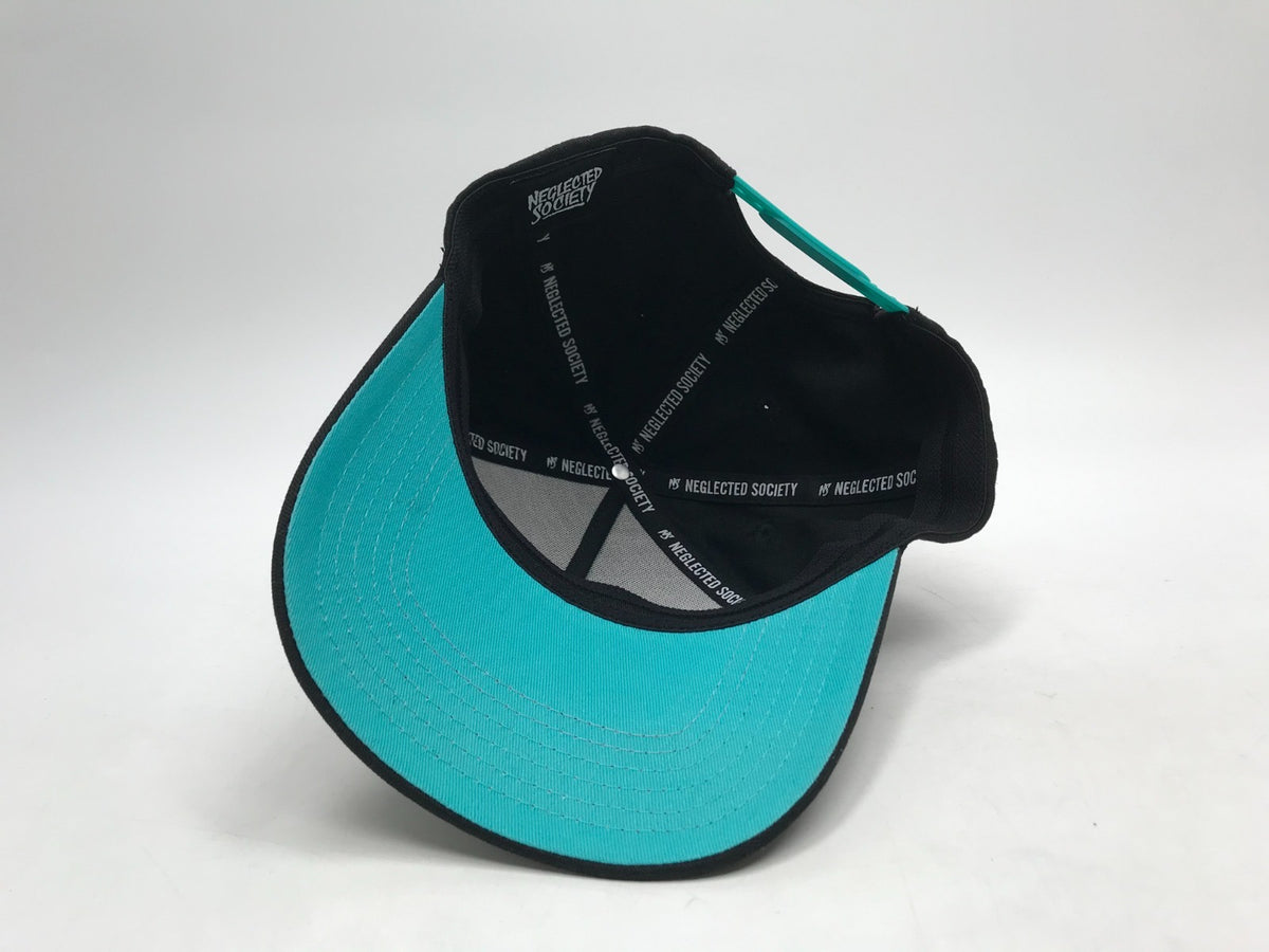 NS Aframe Black Teal Outlined Snapback