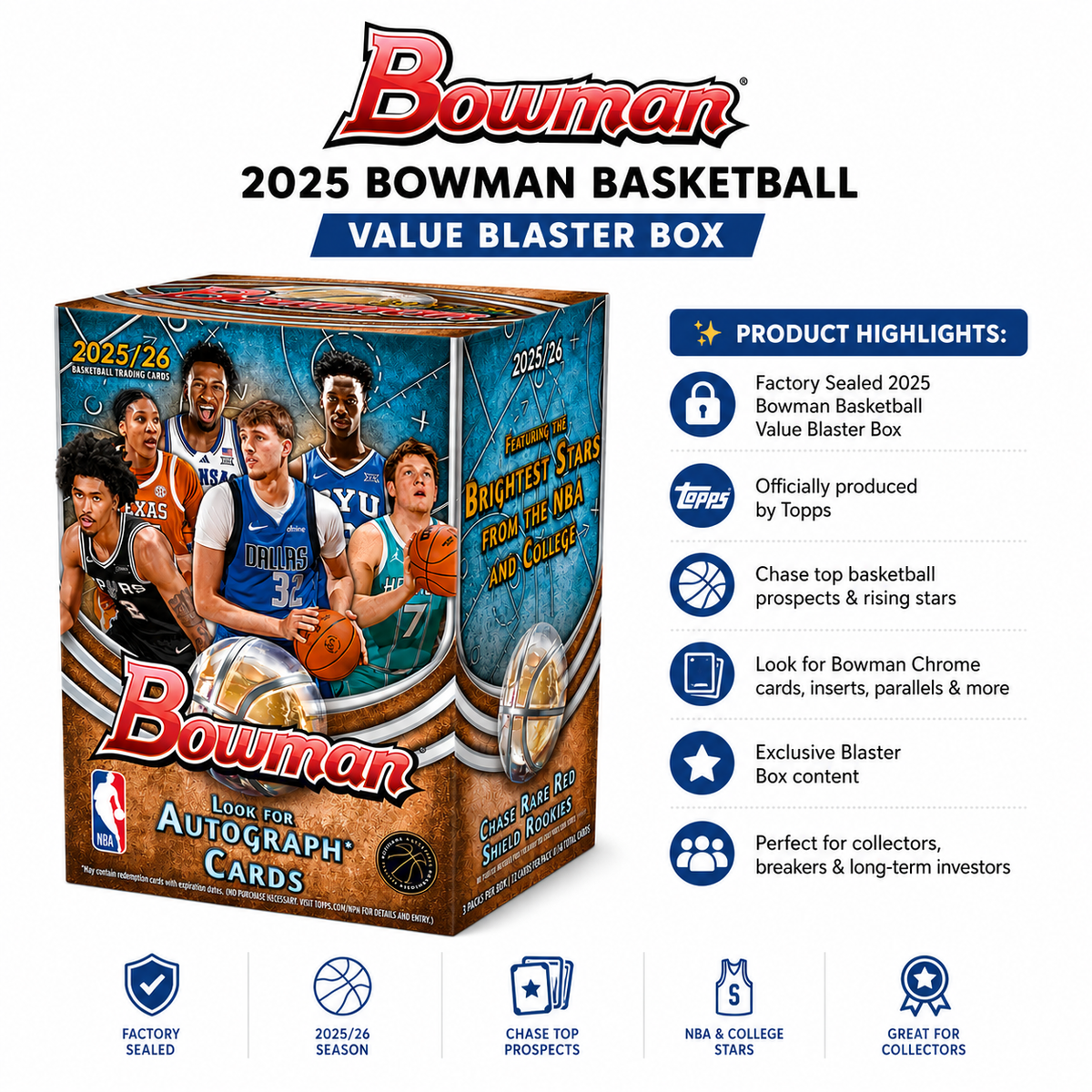 2025 Bowman Basketball Value Blaster Box Sealed New