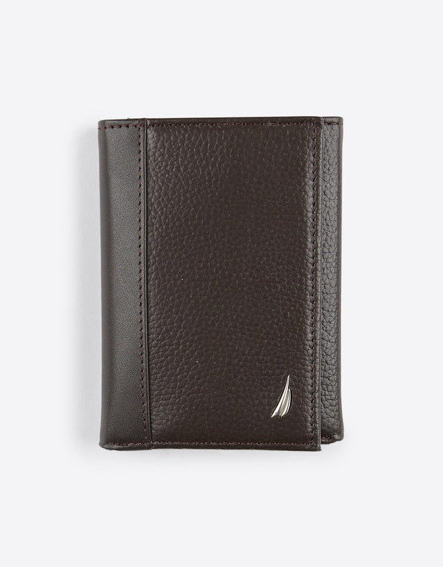 J-CLASS TRIFOLD LEATHER WALLET BROWN