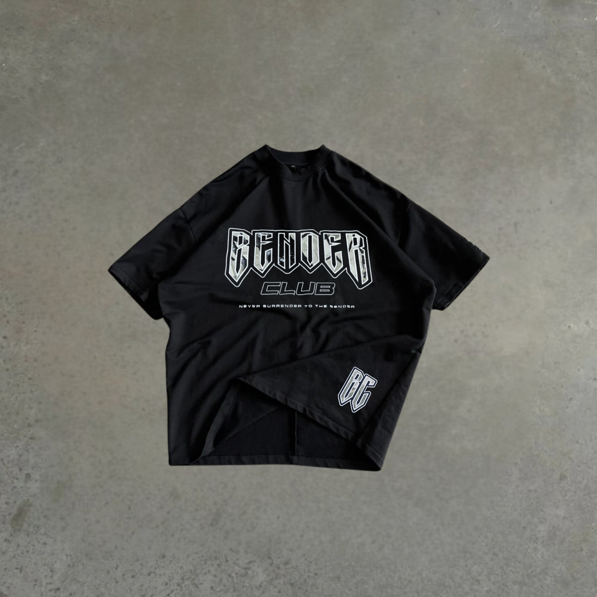 The Never Surrender Tee - Black With Camo Patch