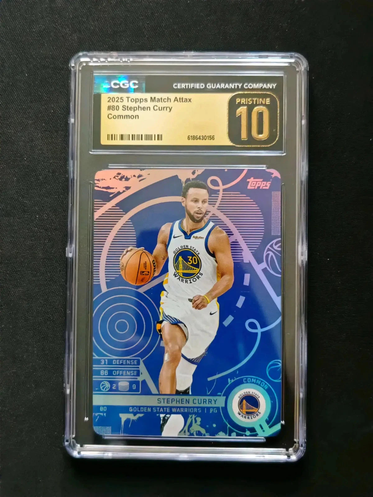 2025 Topps Match Attax Stephen Curry Blue Common CGC 10 Pristine #80