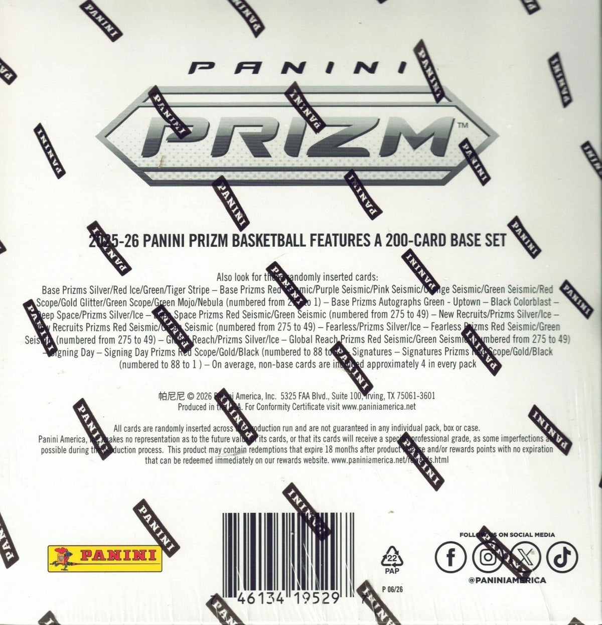2025-26 PANINI PRIZM BASKETBALL FACTORY SEALED MEGA BOX RED ICE BRAND NEW STOCK