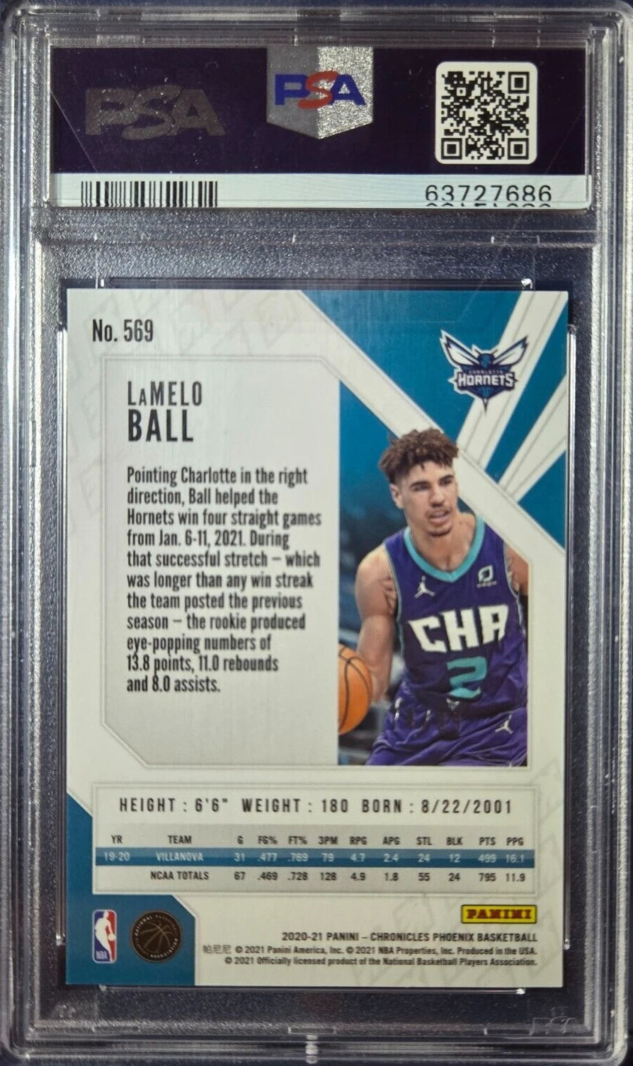2020 Panini Chronicles LaMelo Ball Phoenix Blue #569 Rookie SP /99 PSA 9