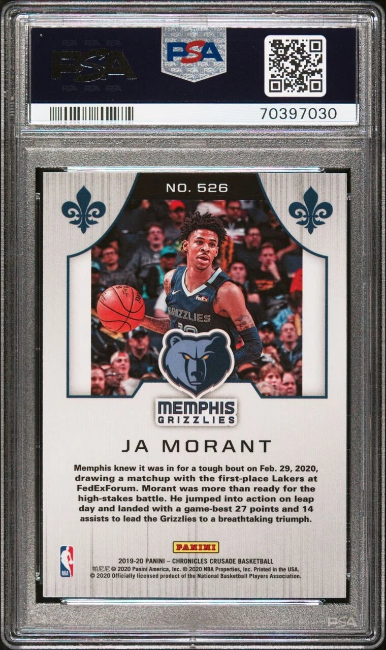2019 Panini Chronicles Ja Morant Rookie #526 PSA 10 GEM MINT Memphis Grizzlies