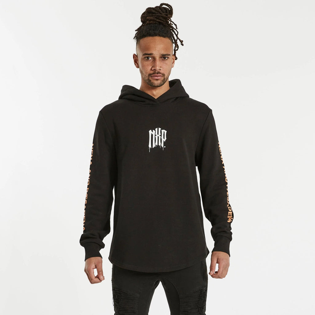 Sphere Hooded Dual Curved Sweater Black