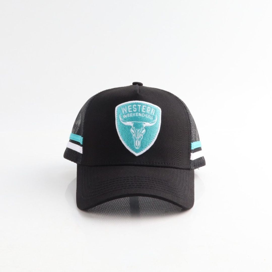 WW Badge Logo Trucker Black Teal
