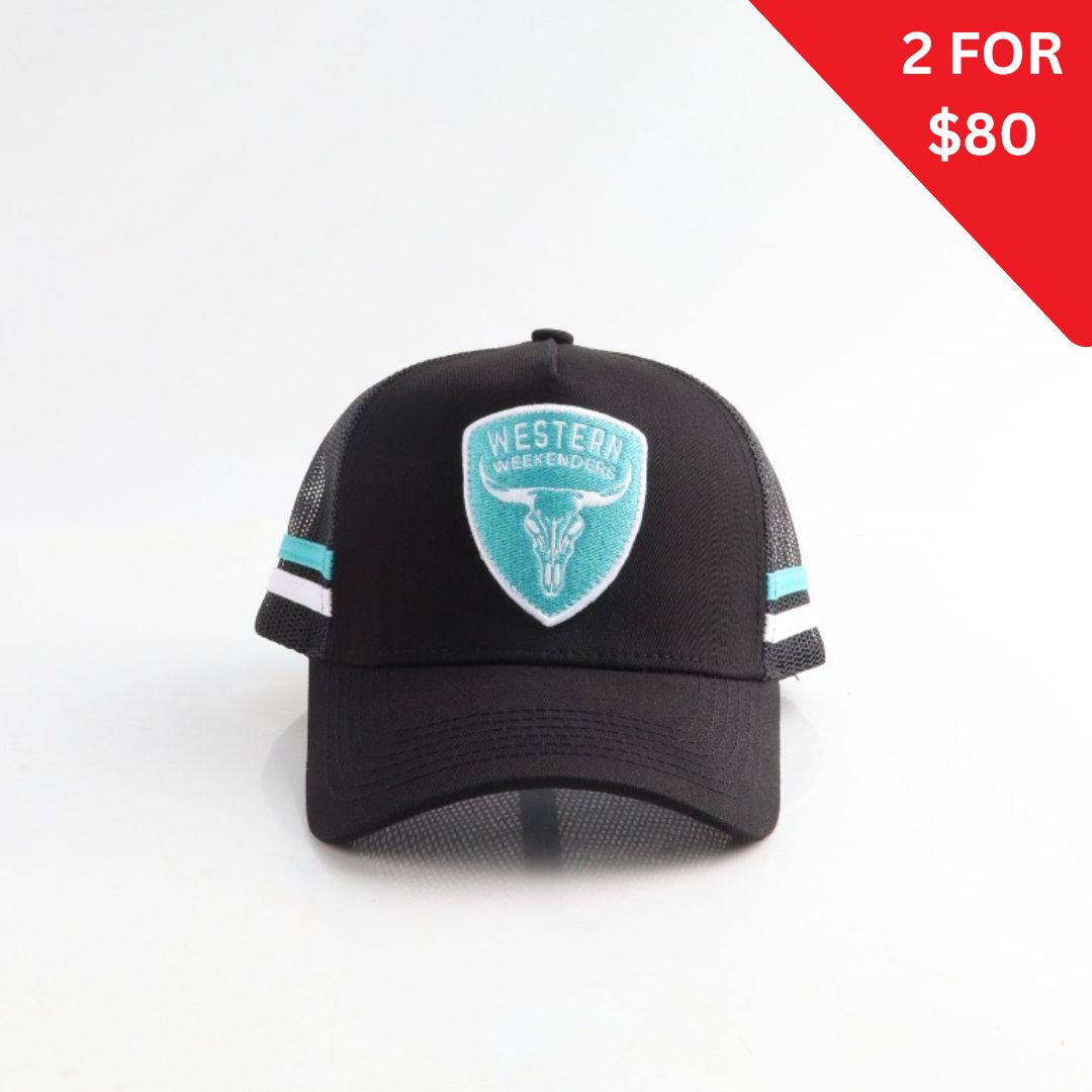 WW Badge Logo Trucker Black Teal