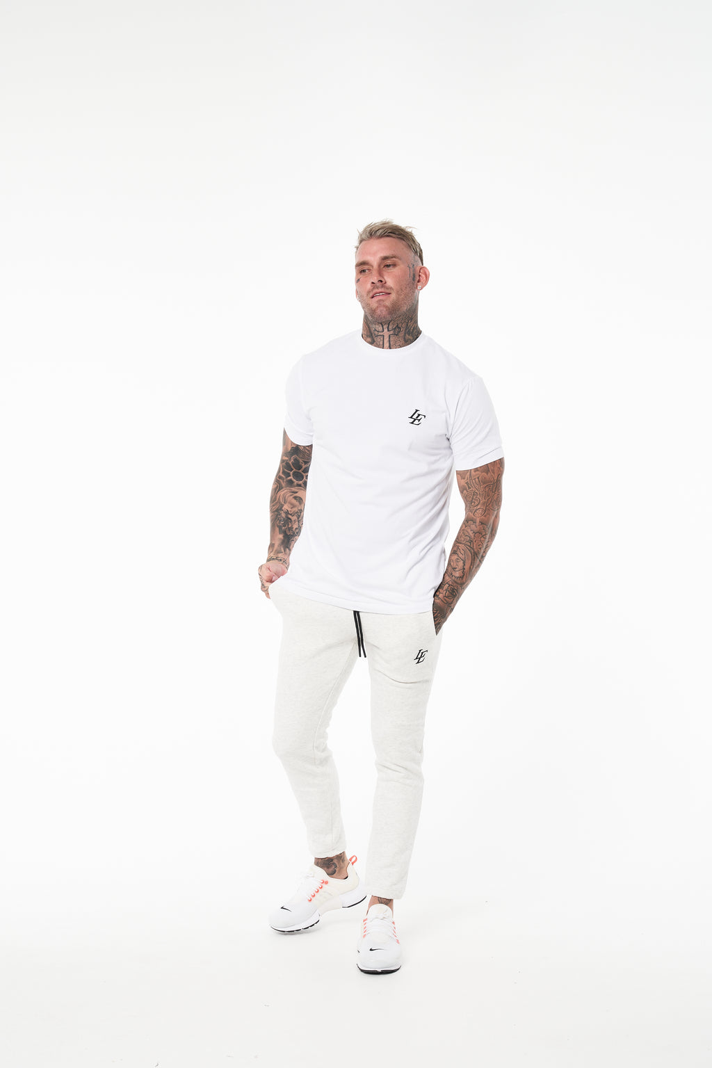 LE Classic Embroidered Straight Hem Tee White