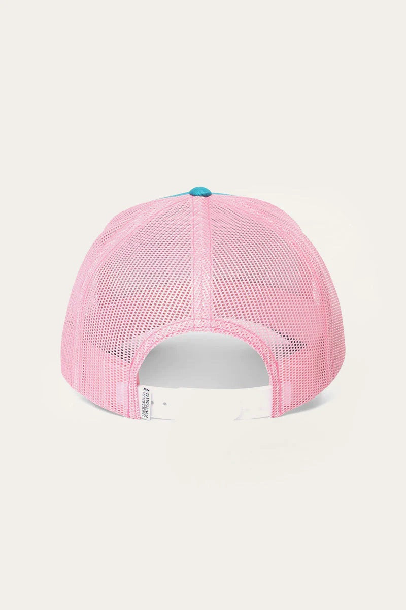 Signature Bull Kids Trucker Cap - Teal & Pink with Pink & White Patch